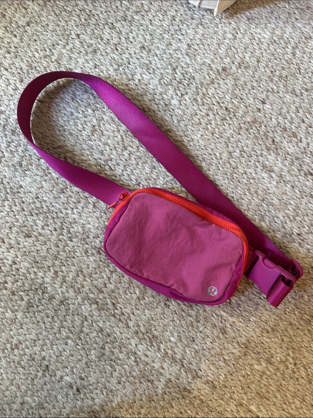 Pink Crossbody Belt Bag with Orange Zip